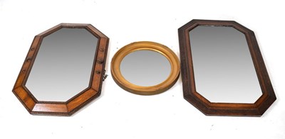 Lot 531 - Near pair oak mirrors and circular mirror