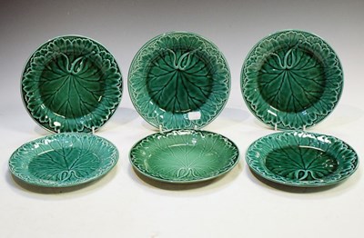 Lot 491 - Six Wedgwood majolica leaf plates