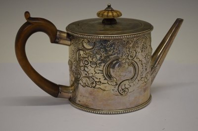 Lot 104 - George III silver teapot with later embossed rococo decoration