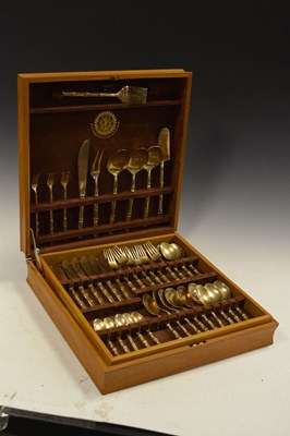 Lot 559 - Cased Thai bronze bamboo-effect canteen of cutlery
