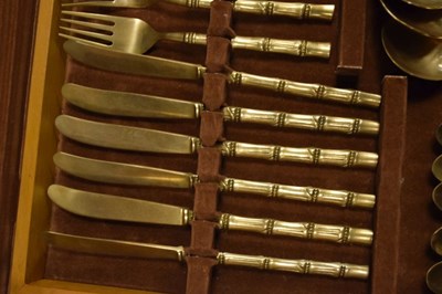 Lot 559 - Cased Thai bronze bamboo-effect canteen of cutlery