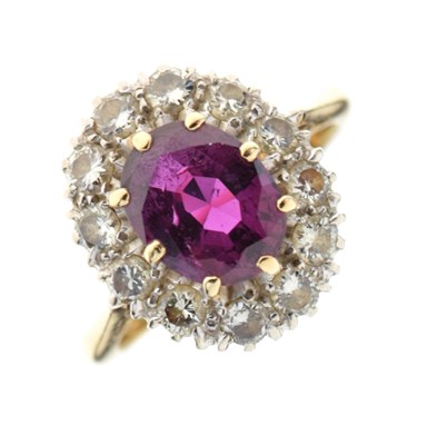 Lot 24 - Ruby and diamond cluster ring