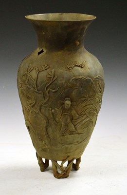 Lot 548 - Chinese metal relief vase