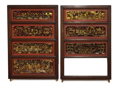 Lot 242 - Two frames of Chinese carved panels