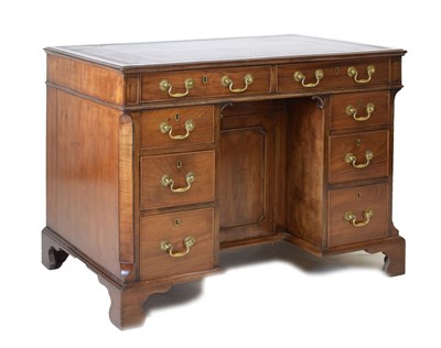 Lot 643 - George III-style mahogany kneehole desk, circa 1900