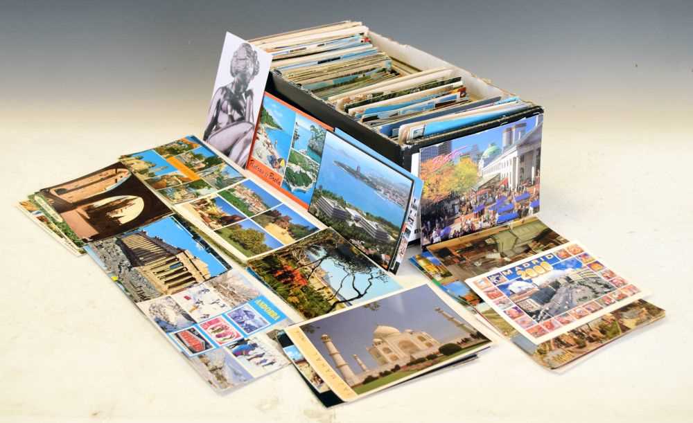 Lot 128 - Box of assorted mid 20th Century and other travel postcards, etc.