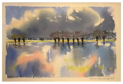 Lot 415 - Lindsey Bartholomew - Watercolour - Floods at Oath, West Sedgemoor