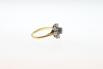 Lot 10 - Nine stone diamond cluster ring