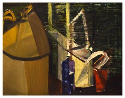 Lot 399 - Audrey Lewis-Hopkins - Oil on board - Still life  - Study of a watering can