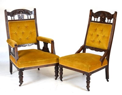 Lot 588 - Two late Victorian drawing room chairs