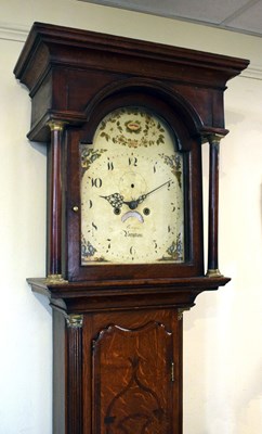 Lot 309 - Early 19th inlaid oak-cased 8-day longcase clock, Bruton