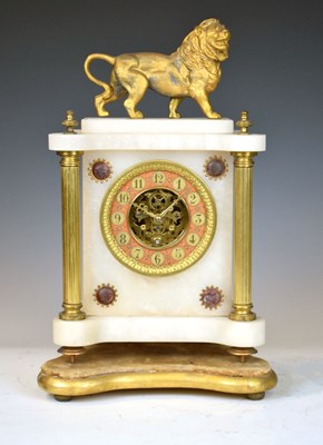 Lot 549 - Late 19th Century alabaster mantel clock