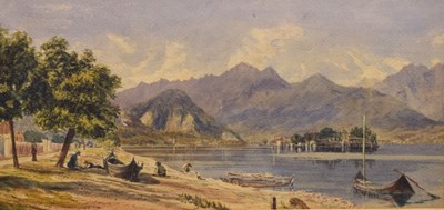 Lot 332 - 19th Century Continental School, watercolour, Italian Lake scene