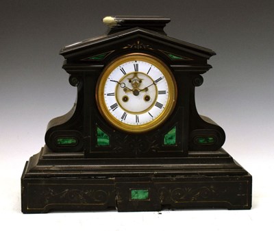 Lot 322 - Large late 19th Century French black slate mantel clock
