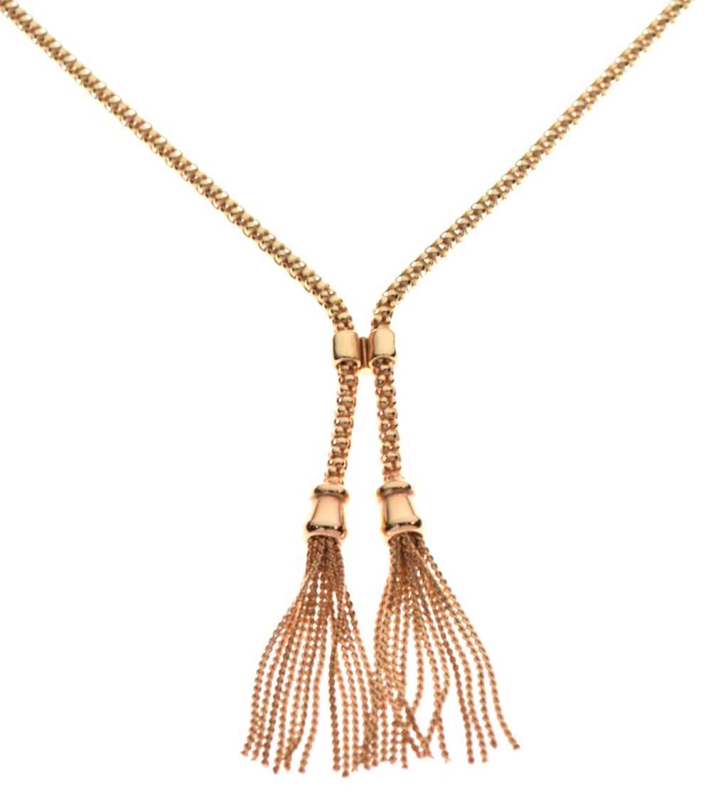 Lot 77 - 9ct gold lariat-style tassel necklace