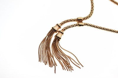 Lot 77 - 9ct gold lariat-style tassel necklace