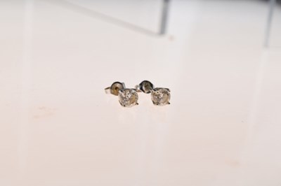 Lot 35 - Pair of single stone diamond 18ct white gold earstuds