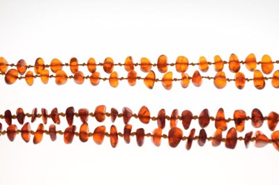 Lot 92 - Two amber bead necklaces