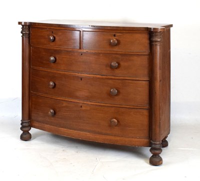 Lot 410 - 19th Century mahogany chest of two short over three long drawers