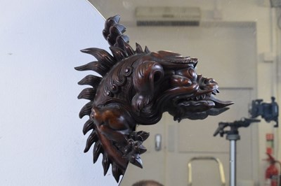 Lot 452 - Carved mirror with dragon decoration, circa 1900