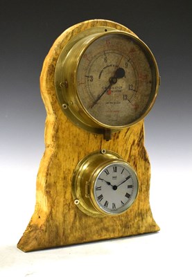 Lot 308 - Mounted ships gauge and clock