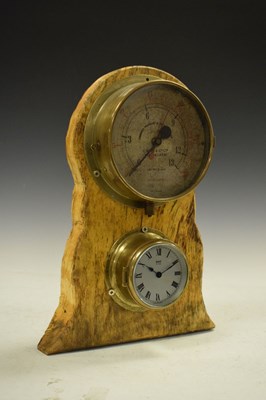 Lot 308 - Mounted ships gauge and clock