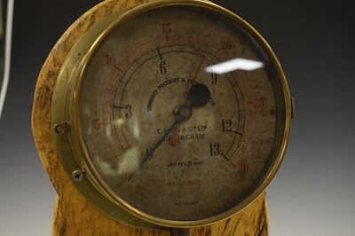 Lot 308 - Mounted ships gauge and clock