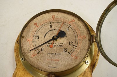 Lot 308 - Mounted ships gauge and clock