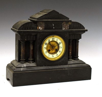 Lot 333 - Late 19th Century French black slate and marble mantel clock