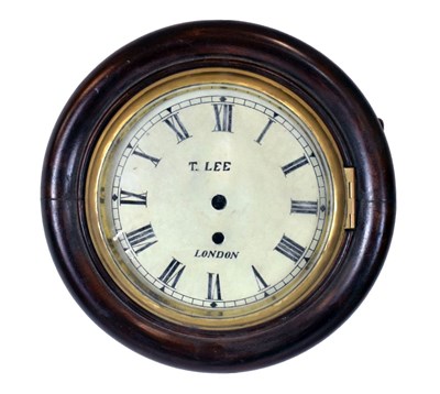 Lot 370 - Small fruitwood-cased wall clock dial and case (only)