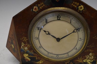 Lot 313 - Art Deco period walnut chinoiserie-decorated mantel clock