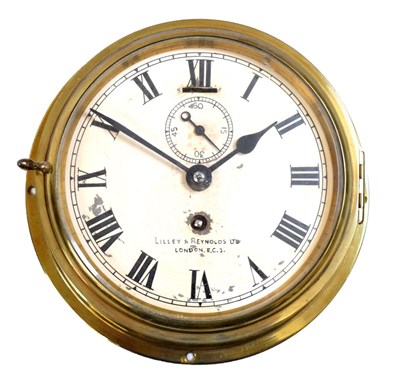 Lot 368 - Early to mid 20th Century brass bulkhead-type wall clock