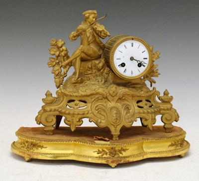 Lot 343 - Late 19th Century French gilt metal mantel clock
