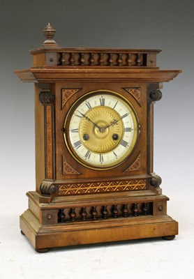 Lot 321 - German fruitwood-cased mantel or bracket clock