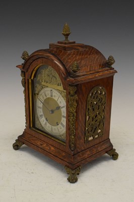 Lot 328 - Early 20th Century German oak-cased mantel or bracket clock