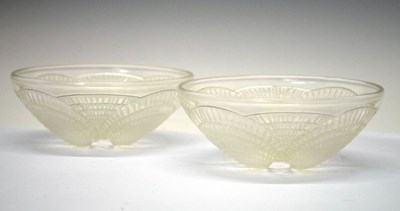 Lot 309 - Lalique – ‘Coquilles’ pair of clear and opalescent glass bowls