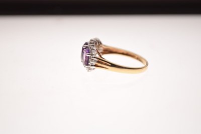 Lot 30 - 9ct gold cluster ring set three oval cut amethysts and diamonds
