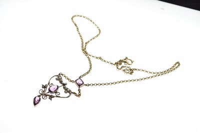 Lot 86 - Edwardian seed pearl and amethyst pendant
