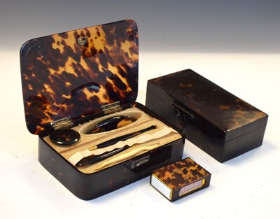 Lot 258 - Tortoiseshell cased vanity set