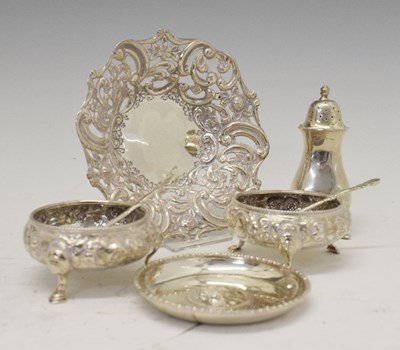Lot 143 - Assorted silver to include salts, dish, spoons, etc