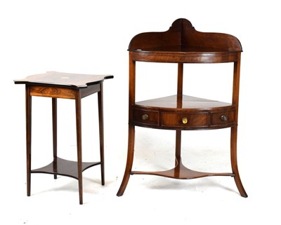 Lot 524 - Inlaid rosewood occasional table, together with a mahogany corner washstand