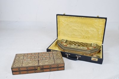 Lot 246 - 20th Century Persian backgammon/chess board and a similar Damascun Board
