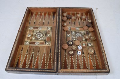 Lot 246 - 20th Century Persian backgammon/chess board and a similar Damascun Board