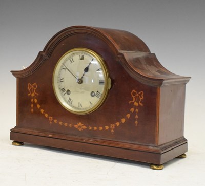 Lot 329 - Early 20th Century inlaid mahogany mantel clock