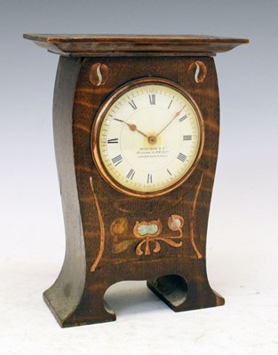 Lot 345 - Oak Arts & Crafts/Art Nouveau mantel clock