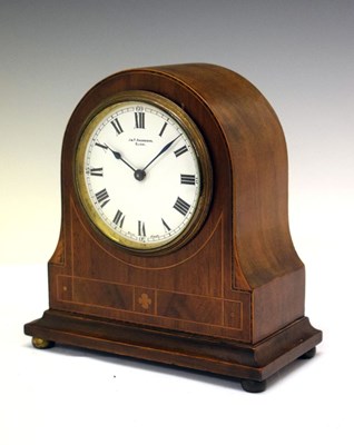 Lot 414 - Early 20th Century inlaid mantel clock, J & F Anderson Elgin