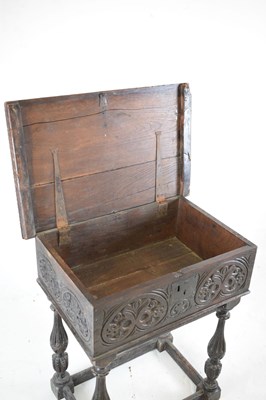 Lot 460 - 17th Century oak Bible box on stand