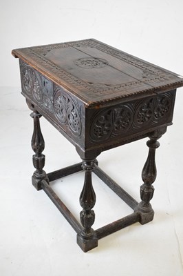 Lot 460 - 17th Century oak Bible box on stand