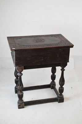 Lot 460 - 17th Century oak Bible box on stand