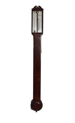 Lot 424 - Late George III mahogany stick barometer